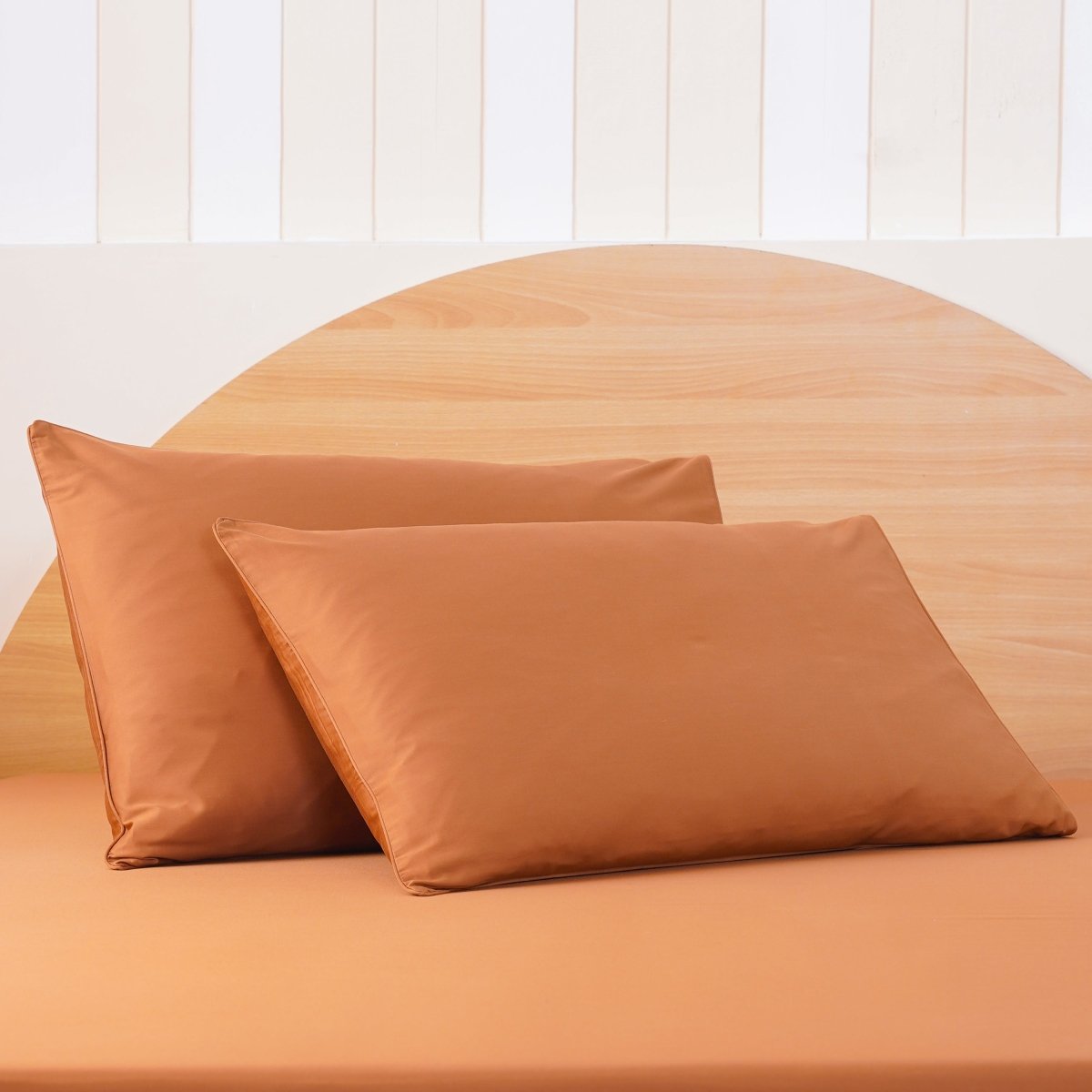 SHEET STORY Ackly Bamboo Terracotta Orange Pillowcases Pair