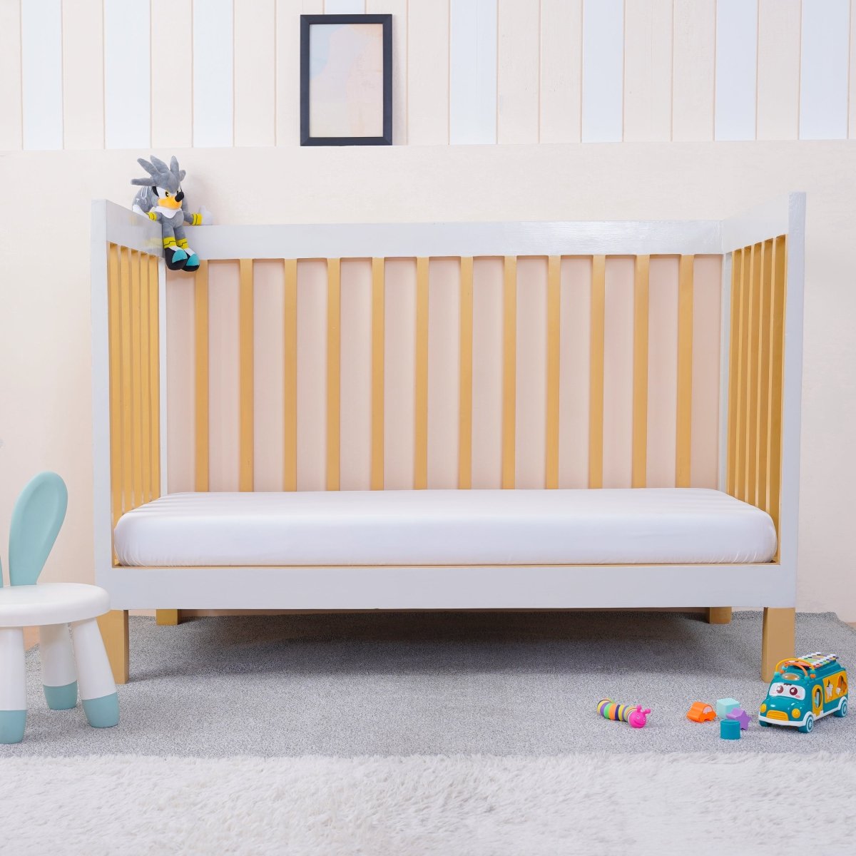 SHEET STORY Ackly Bamboo White Cot Bed Size Fitted Sheet – 400TC