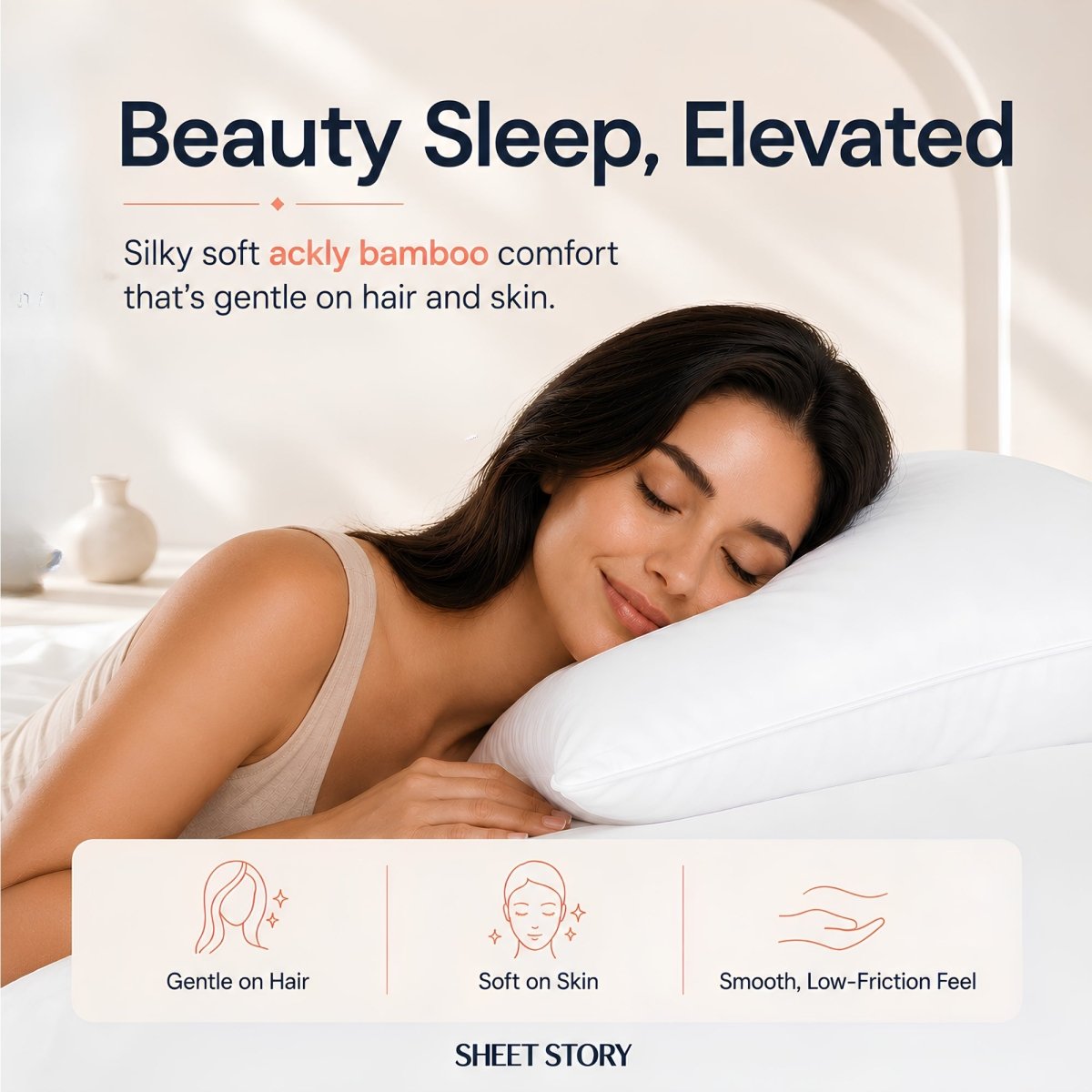SHEET STORY Ackly Bamboo - White Pillowcases Pair