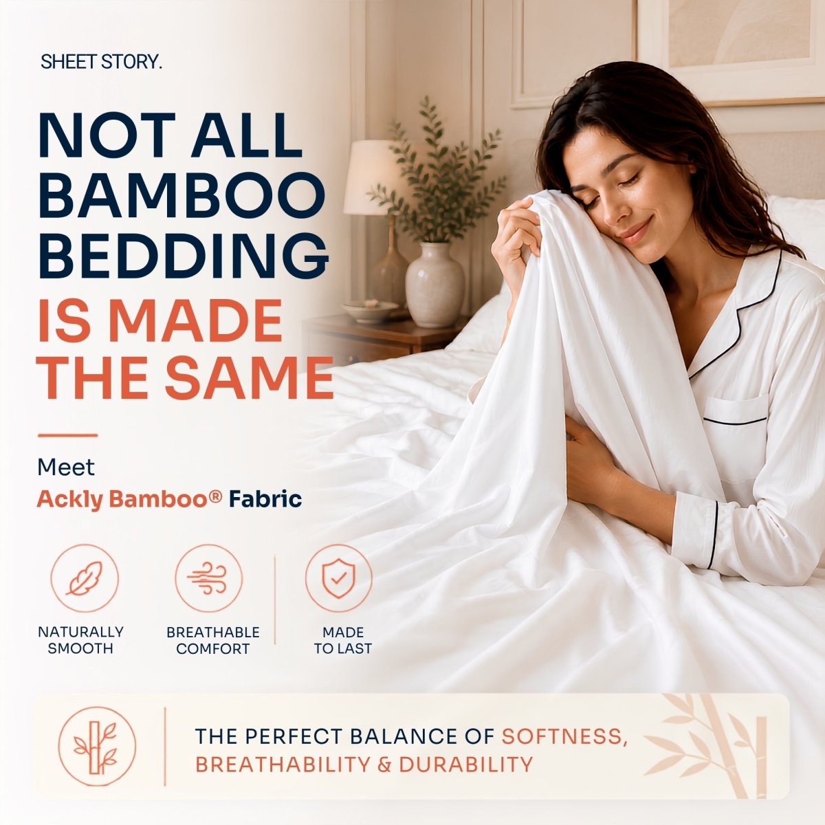 SHEET STORY Ackly Bamboo - White Fitted Sheet