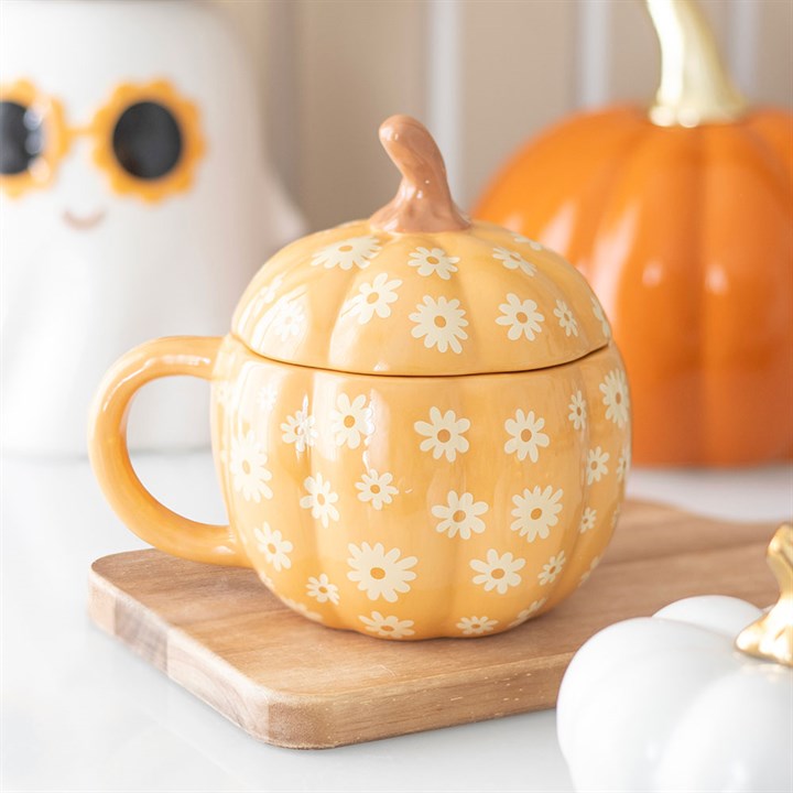 Blush & Bale Floral Lidded Pumpkin Mug - 500ml