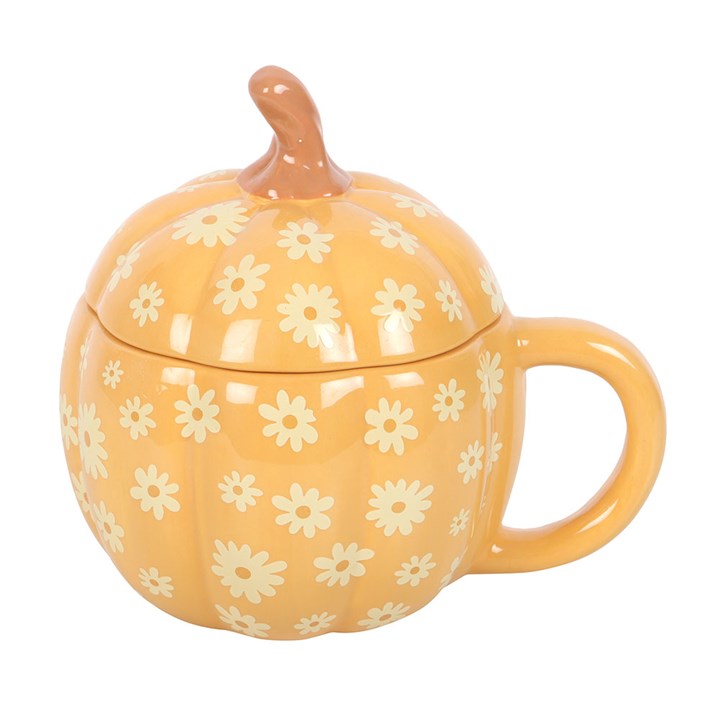 Blush & Bale Floral Lidded Pumpkin Mug - 500ml