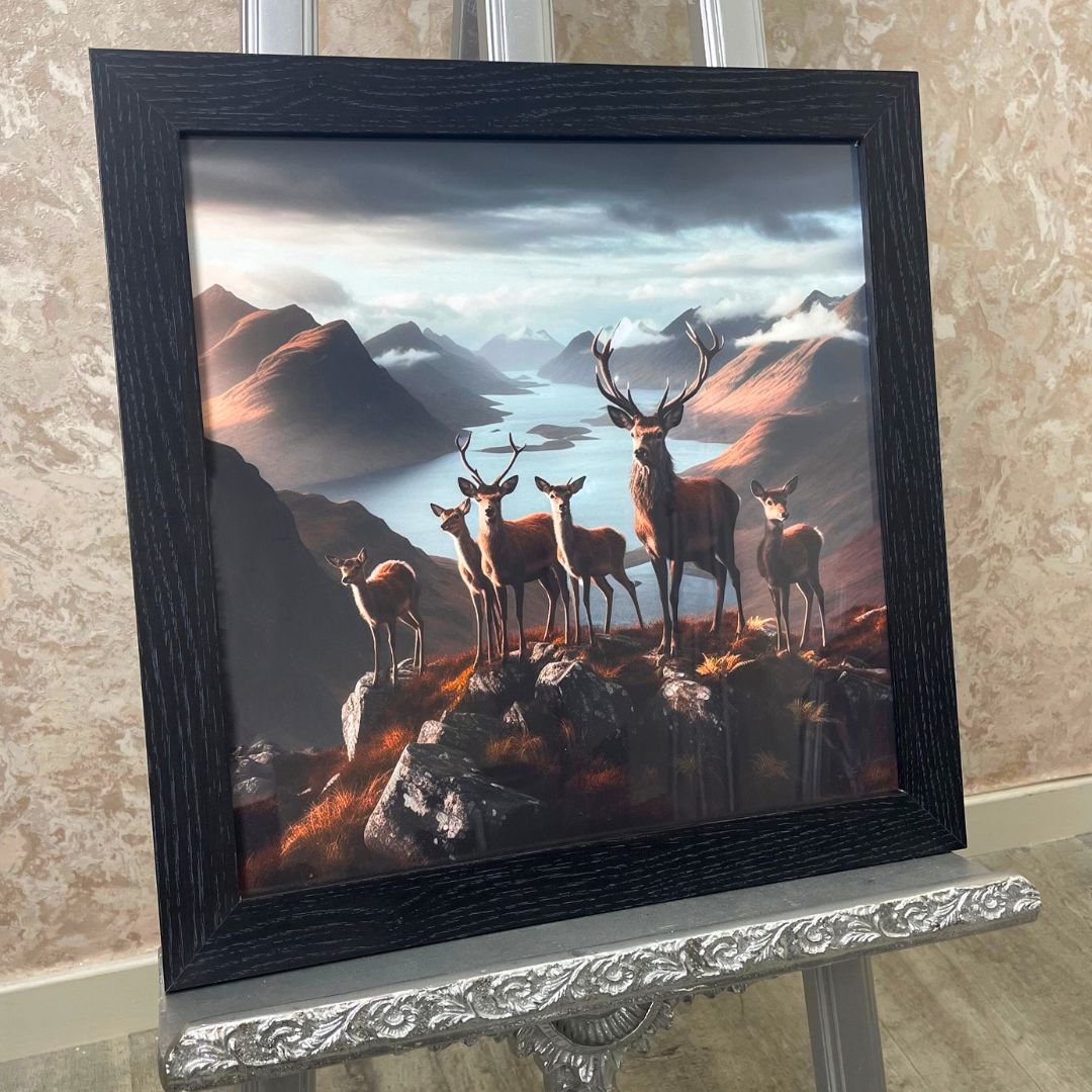 Pagazzi Scottish Herd of Deer Wall Art with Black Frame