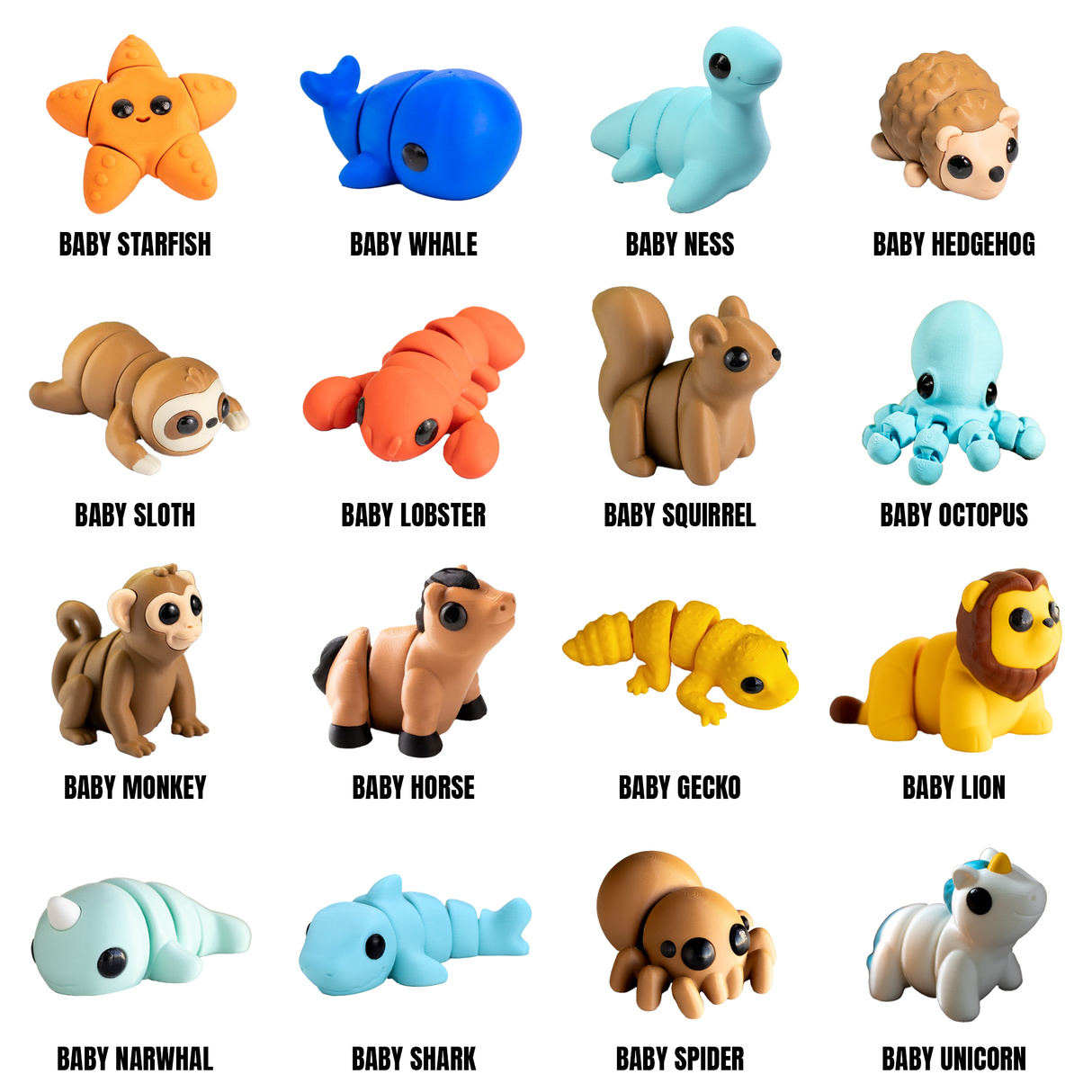 Filamora Studios Mini Fidget Animals 3D Printed Keyrings Collectibles