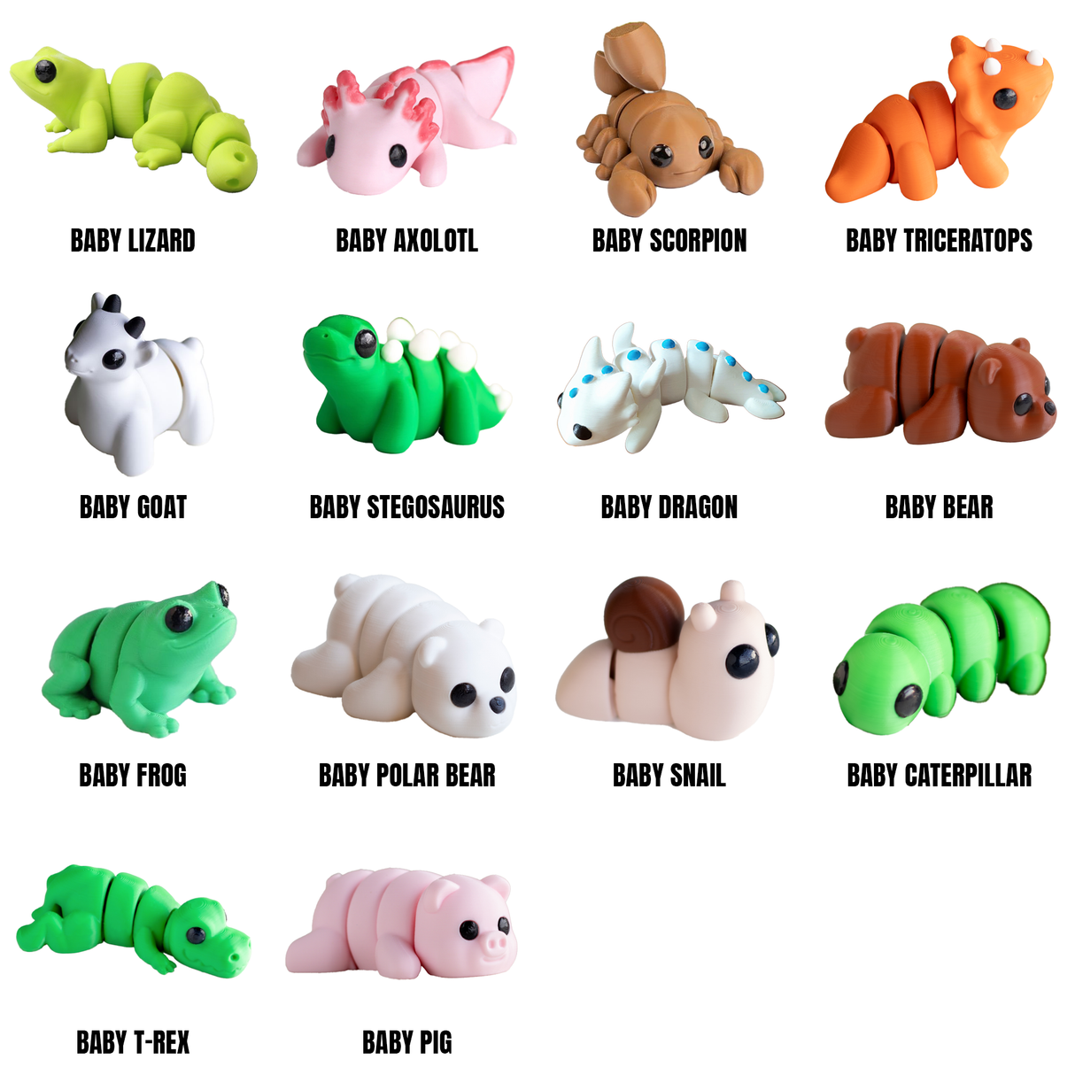 Filamora Studios Mini Fidget Animals 3D Printed Keyrings Collectibles