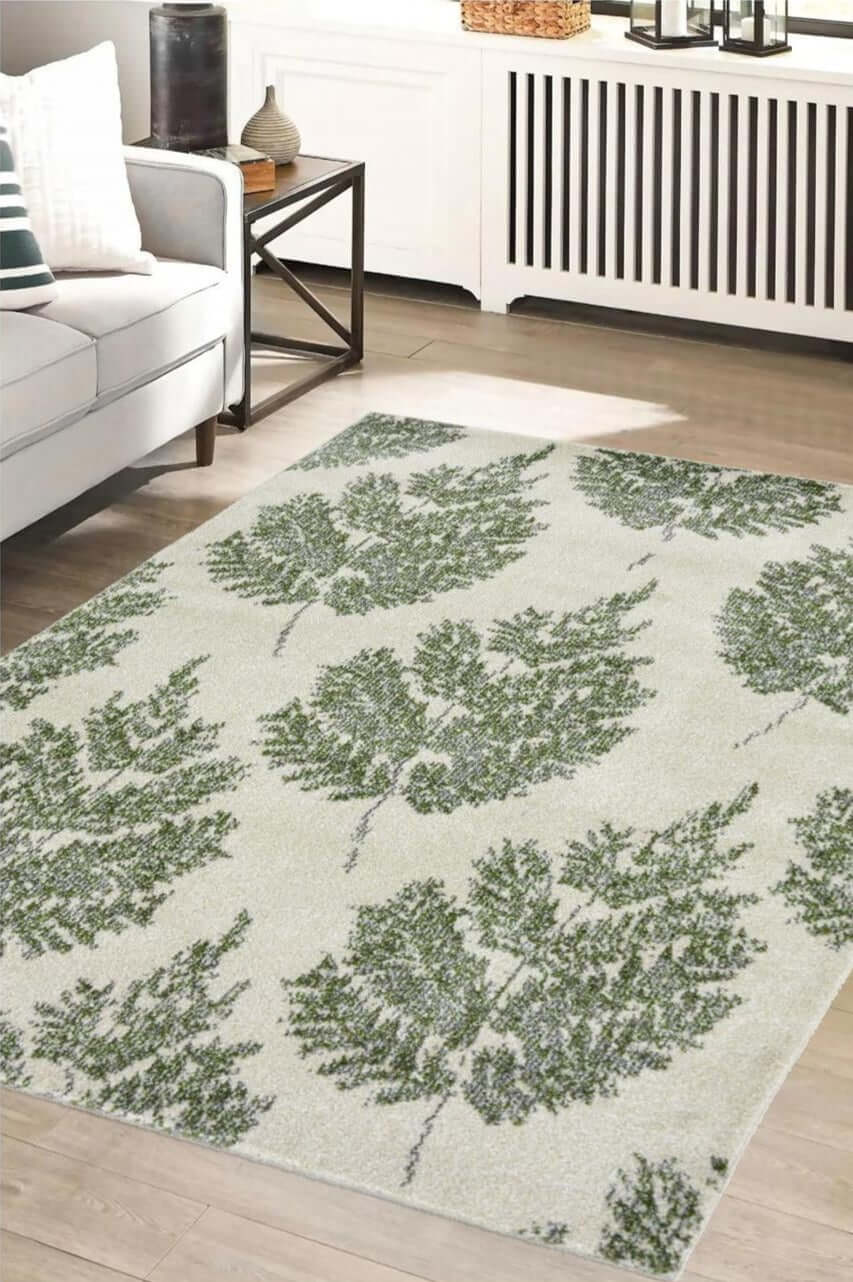 Villa Green Floral Rug - 100% polypropylene