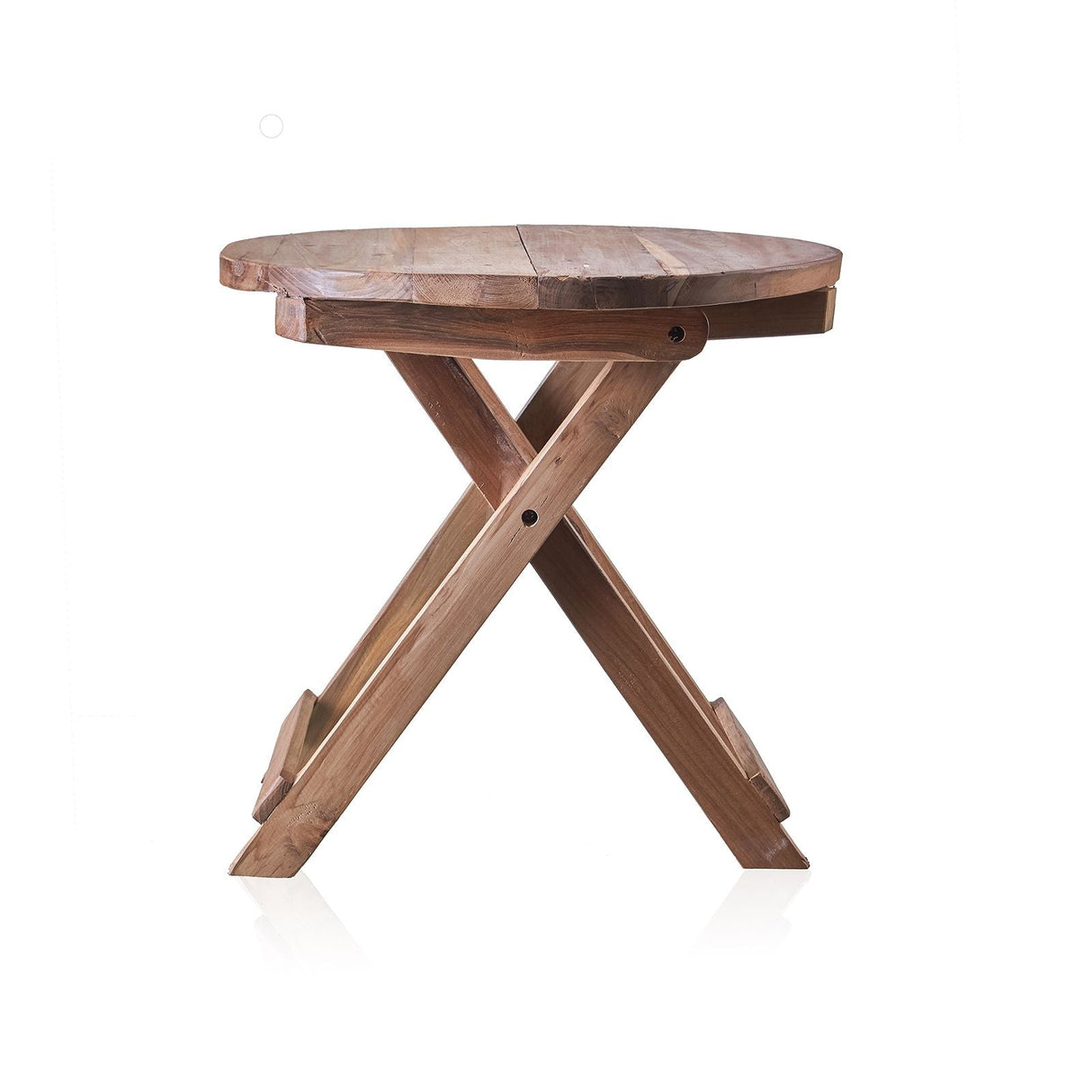 HatiNest Recycled Teak Wood Round Folding Coffee Table - 50x50cm