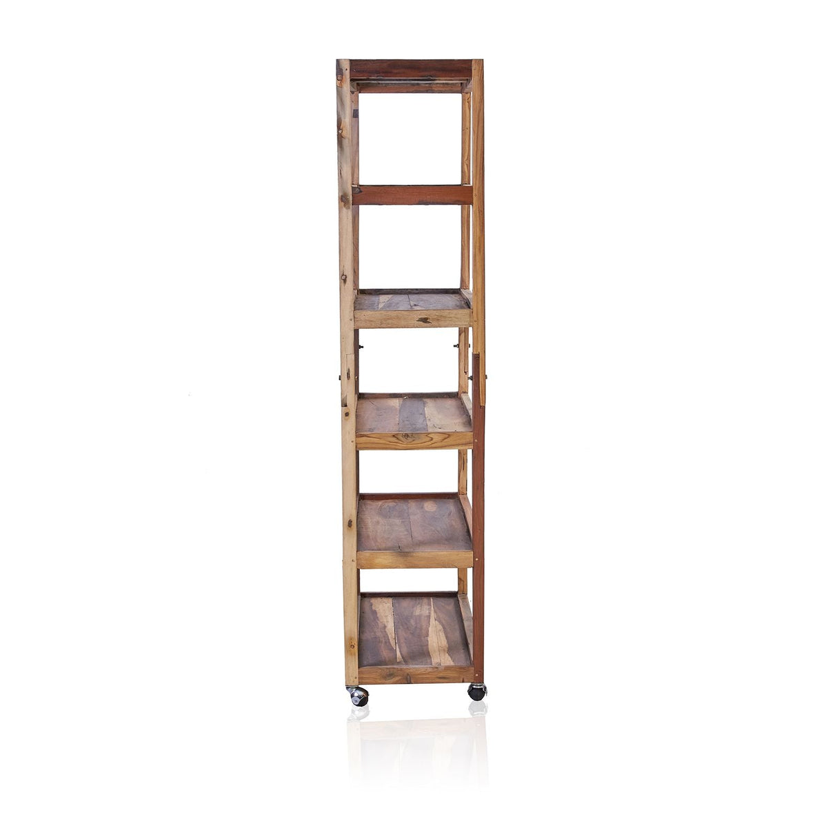HatiNest Recycled Teak Wood Six Shelf Display with Casters - 79x37x180cm