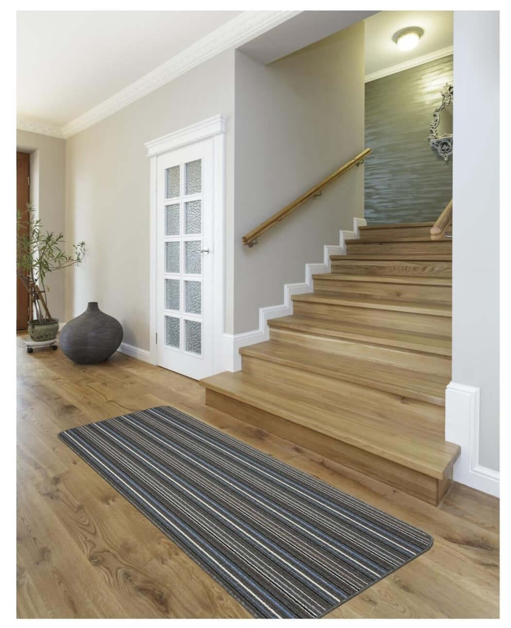Stockholm Lead/Light Blue Washable Mat | The Rugs