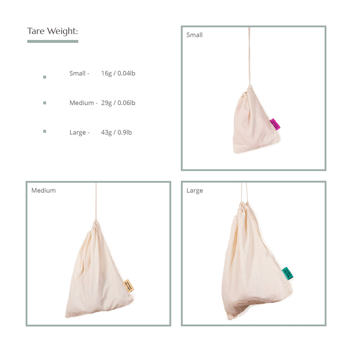 Wild & Stone Reusable Produce Bags - Organic Cotton - Pack of 3