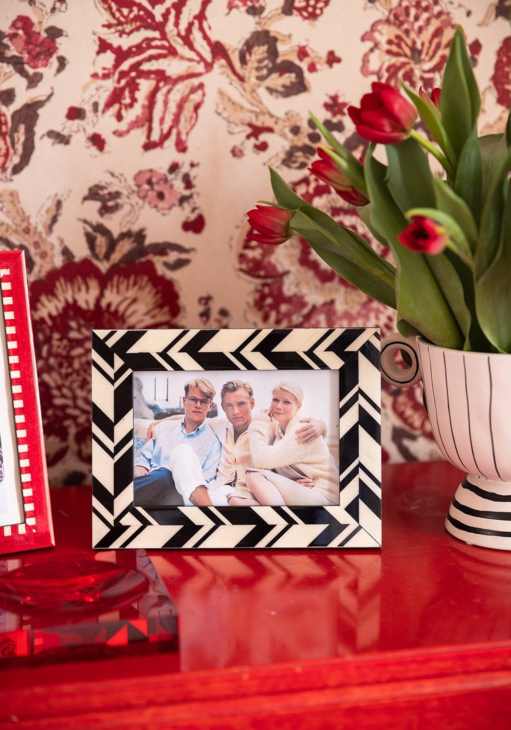 Casa by Josephine Jenno Black and White Marquetry Striped Photo Frame