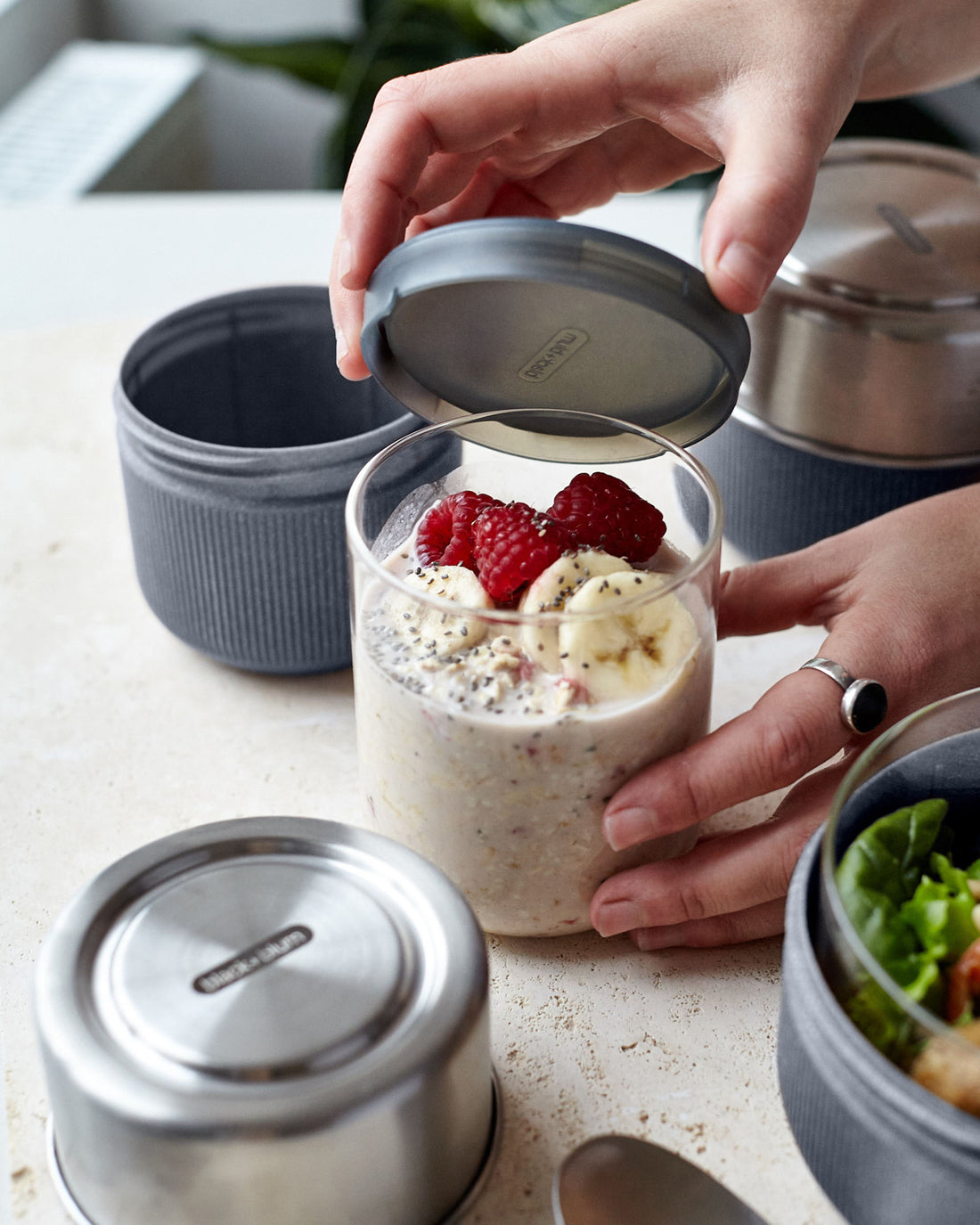 Black Blum Glass Lunch Pot, Slate, Small, 450ml