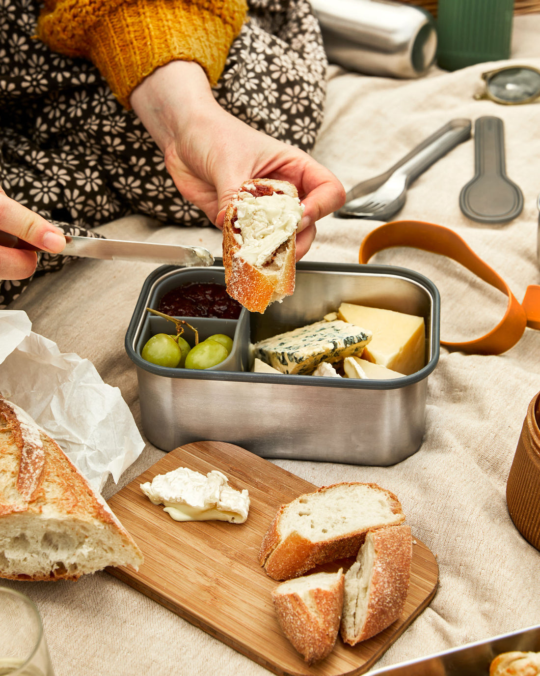 Black Blum Stainless Steel Sandwich Box Large, Orange