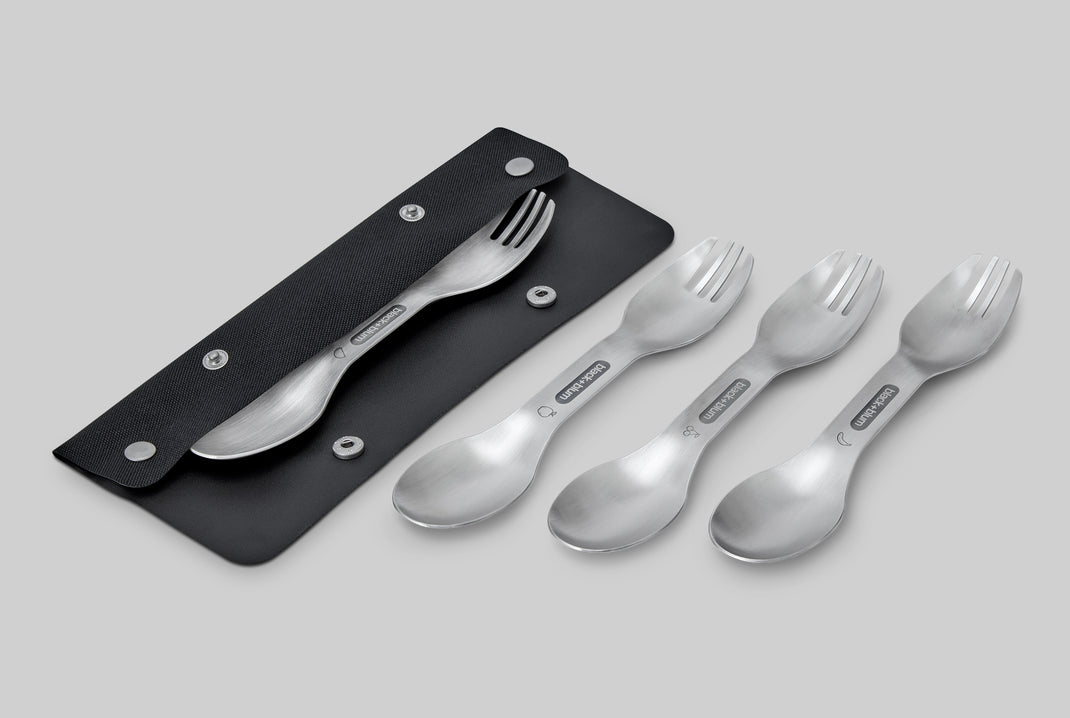 Black+Blum Stainless Steel Spork Set with Case, Pack of 4