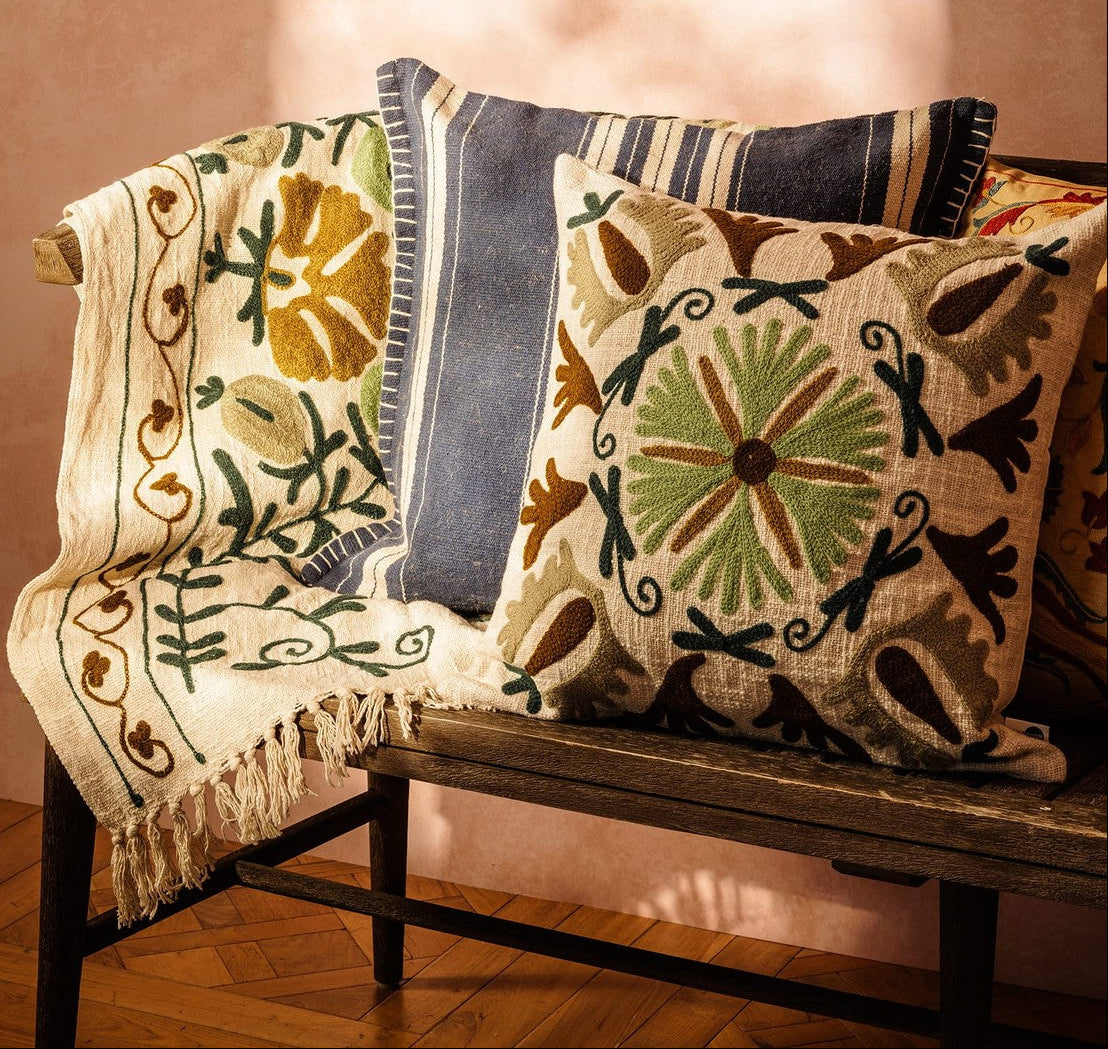 Casa by Josephine Jenno Samuel Suzani Throw - Green