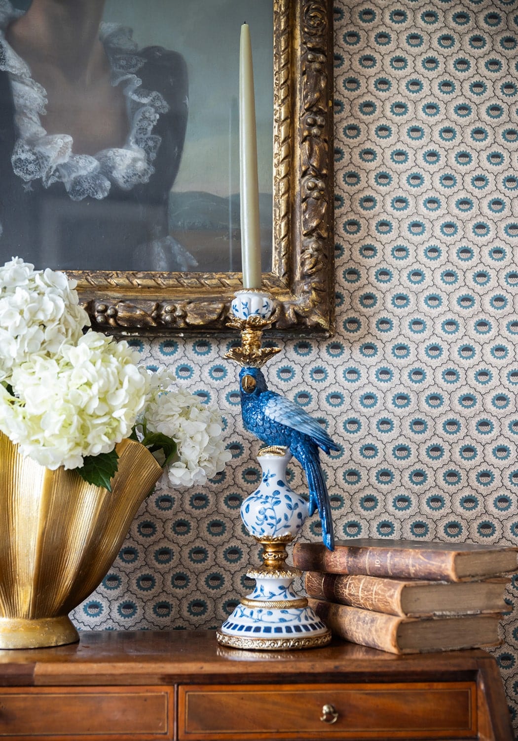 Casa by Josephine Jenno Blue Parrot Tall Candle Holder 40cm Right