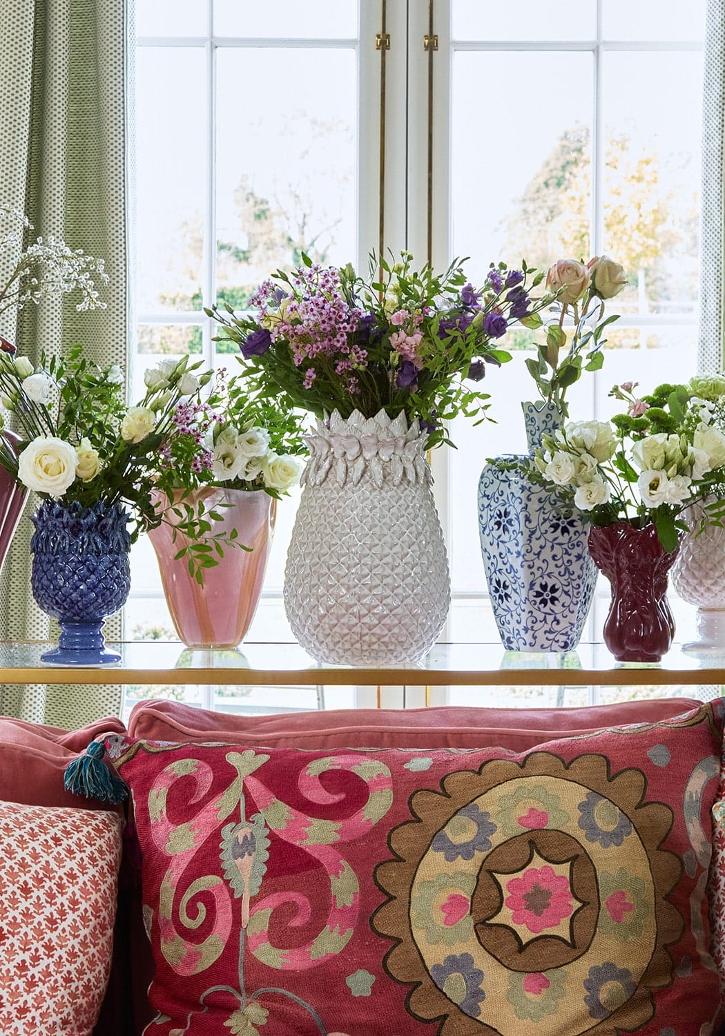 Casa by Josephine Jenno Blue Pineapple Handpainted Stoneware Vase