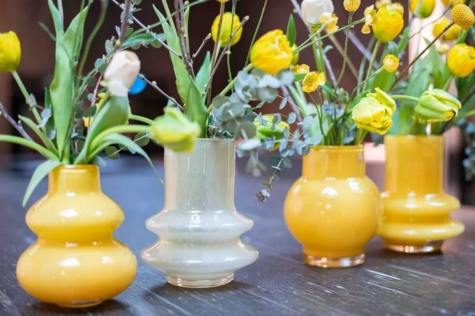 Lowlands Design RONDO S Corn Yellow Glass Vase