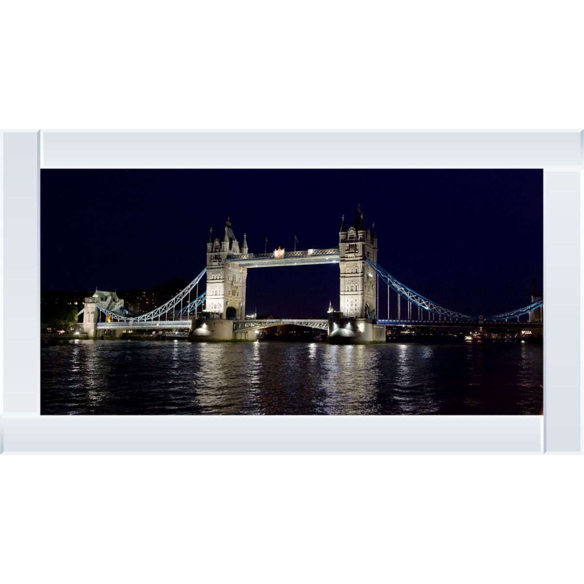 Pagazzi Tower Bridge Liquid Art with Mirrored Frame - 67x117cm