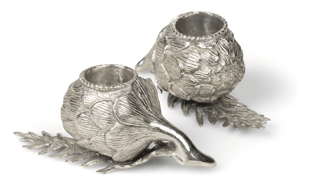 Casa by Josephine Jenno Pewter Artichoke Candleholder - Set of 2