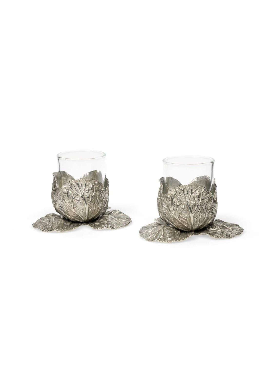 Casa by Josephine Jenno Pewter Cabbage Tea Light Holder - Set of 2