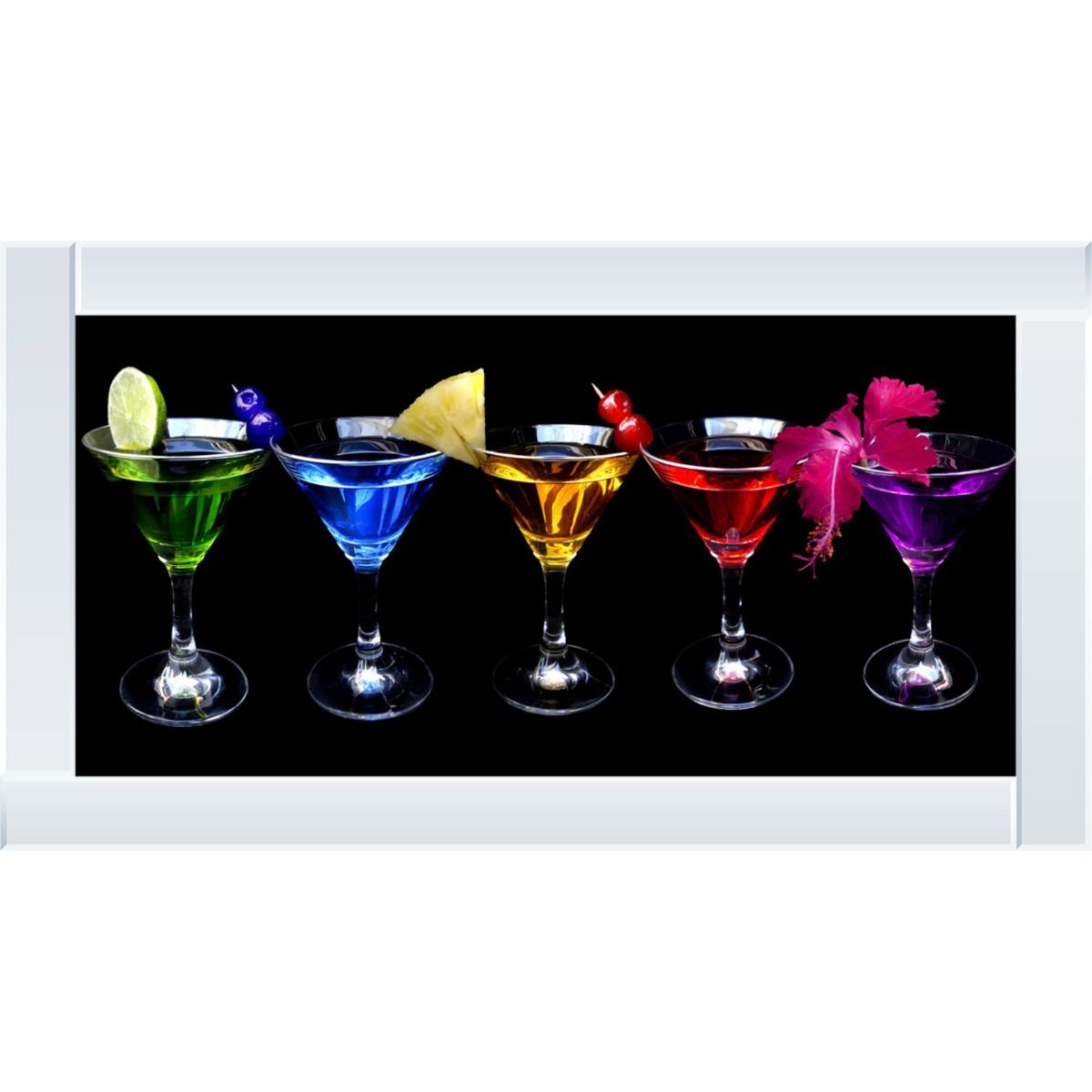Pagazzi Cocktail Glasses Liquid Art with Mirrored Frame - 67x117cm