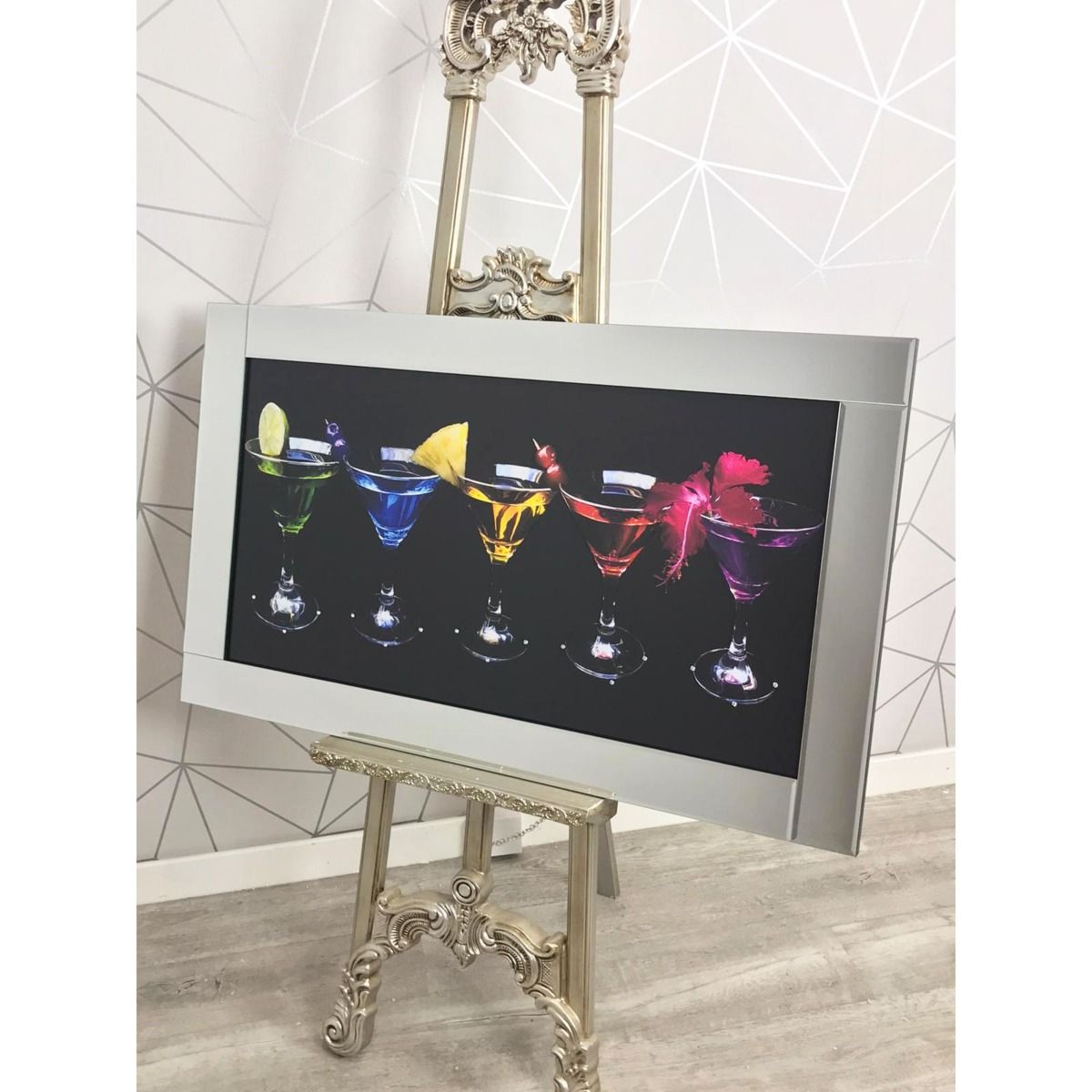 Pagazzi Cocktail Glasses Liquid Art with Mirrored Frame - 67x117cm