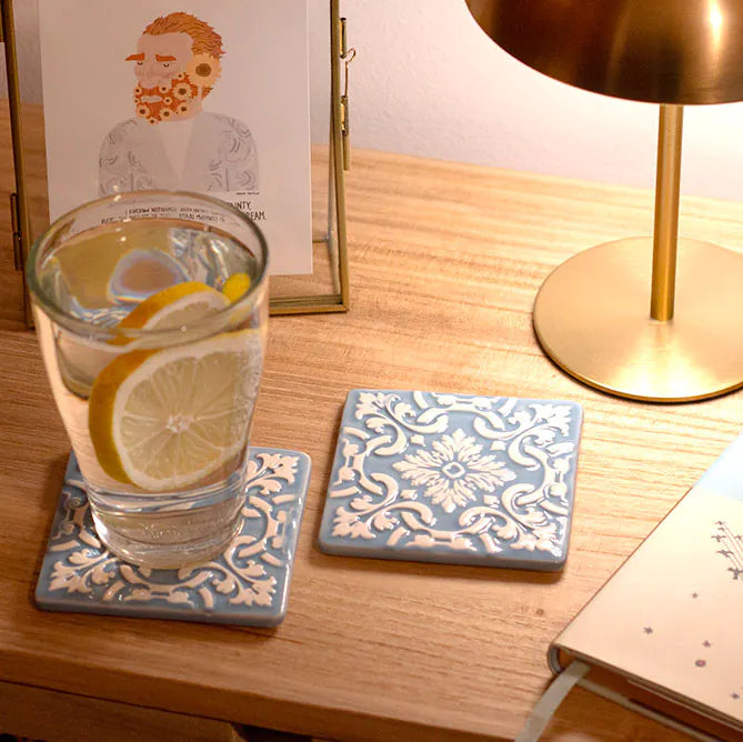 Portuguese Treasures Azulejo Ceramic Coasters Blue - Set of 2