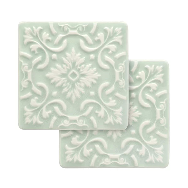 Portuguese Treasures Azulejo Ceramic Coasters Mint Green - Set of 2