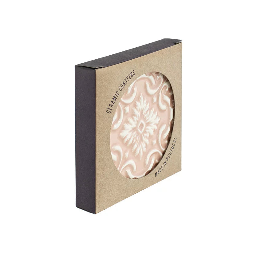 Portuguese Treasures Azulejo Ceramic Coasters Pink - Set of 2