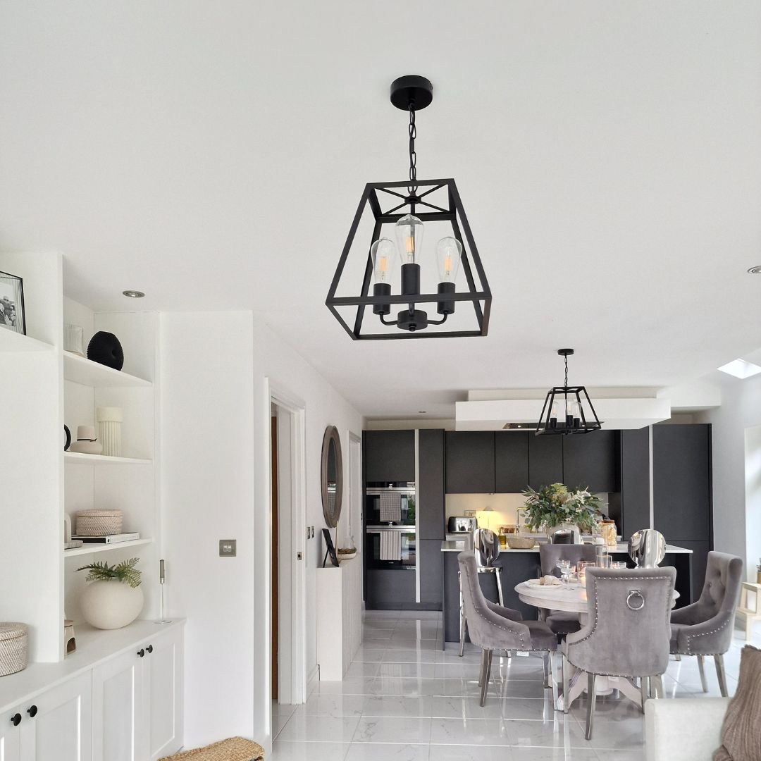 Pagazzi Charley 3 Light Black Lantern Ceiling Pendant