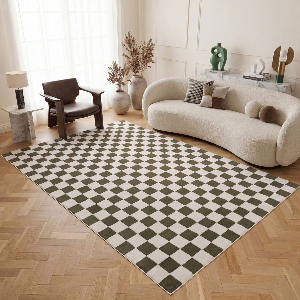 The Rugs Loft Checkerboard Green Rug
