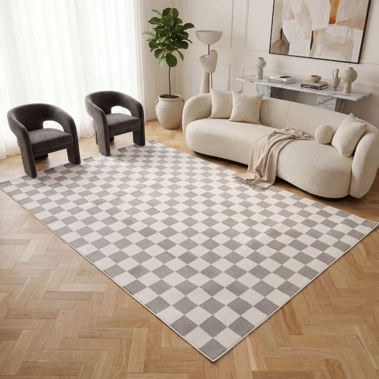 The Rugs Loft Checkerboard Grey Rug