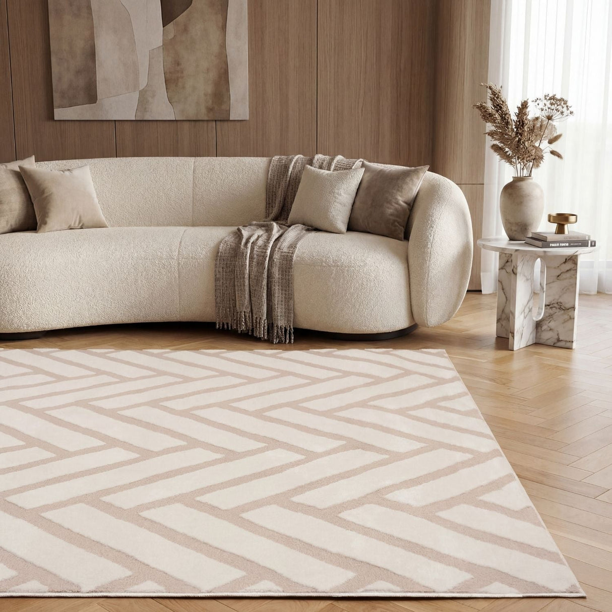 The Rugs Loft Chevron Beige Rug