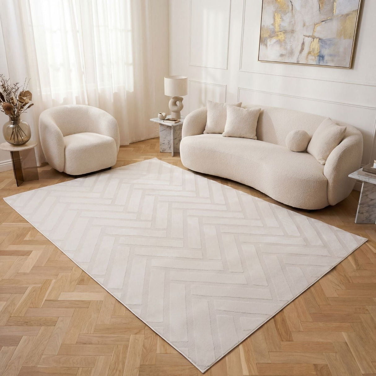 The Rugs Loft Chevron Cream Rug
