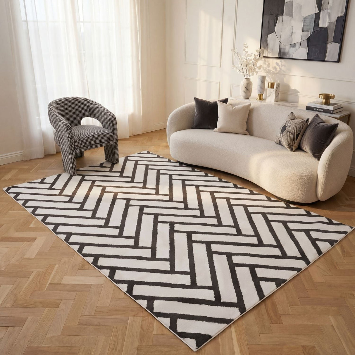 The Rugs Loft Chevron Dark Grey Rug