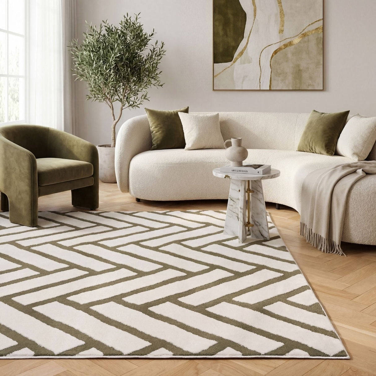 The Rugs Loft Chevron Green Rug