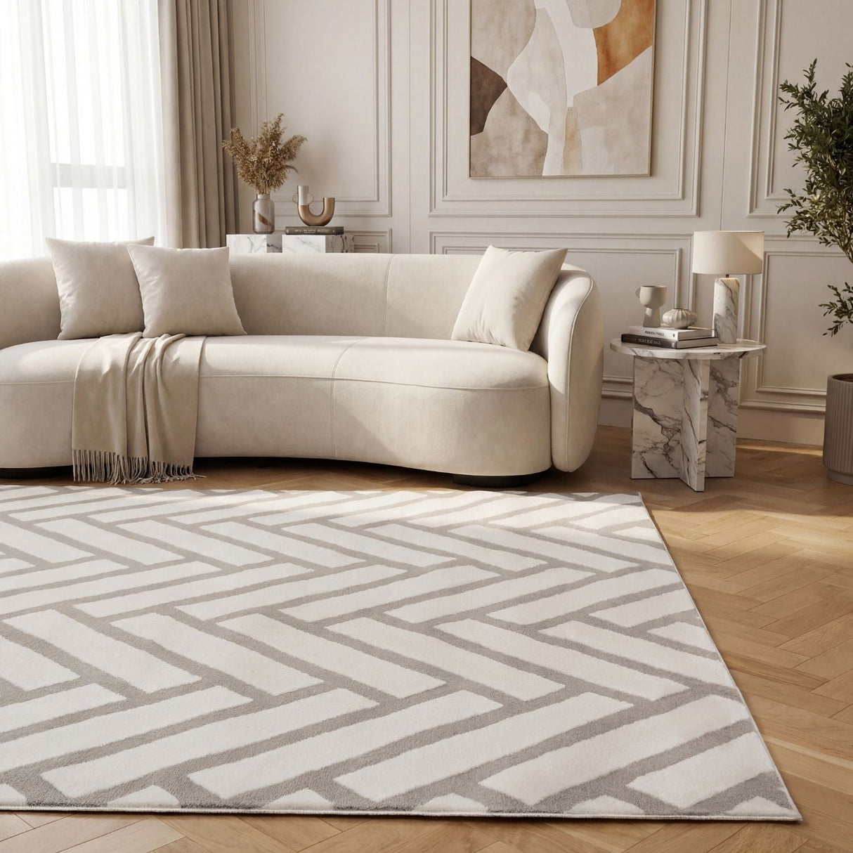 The Rugs Loft Chevron Grey Rug