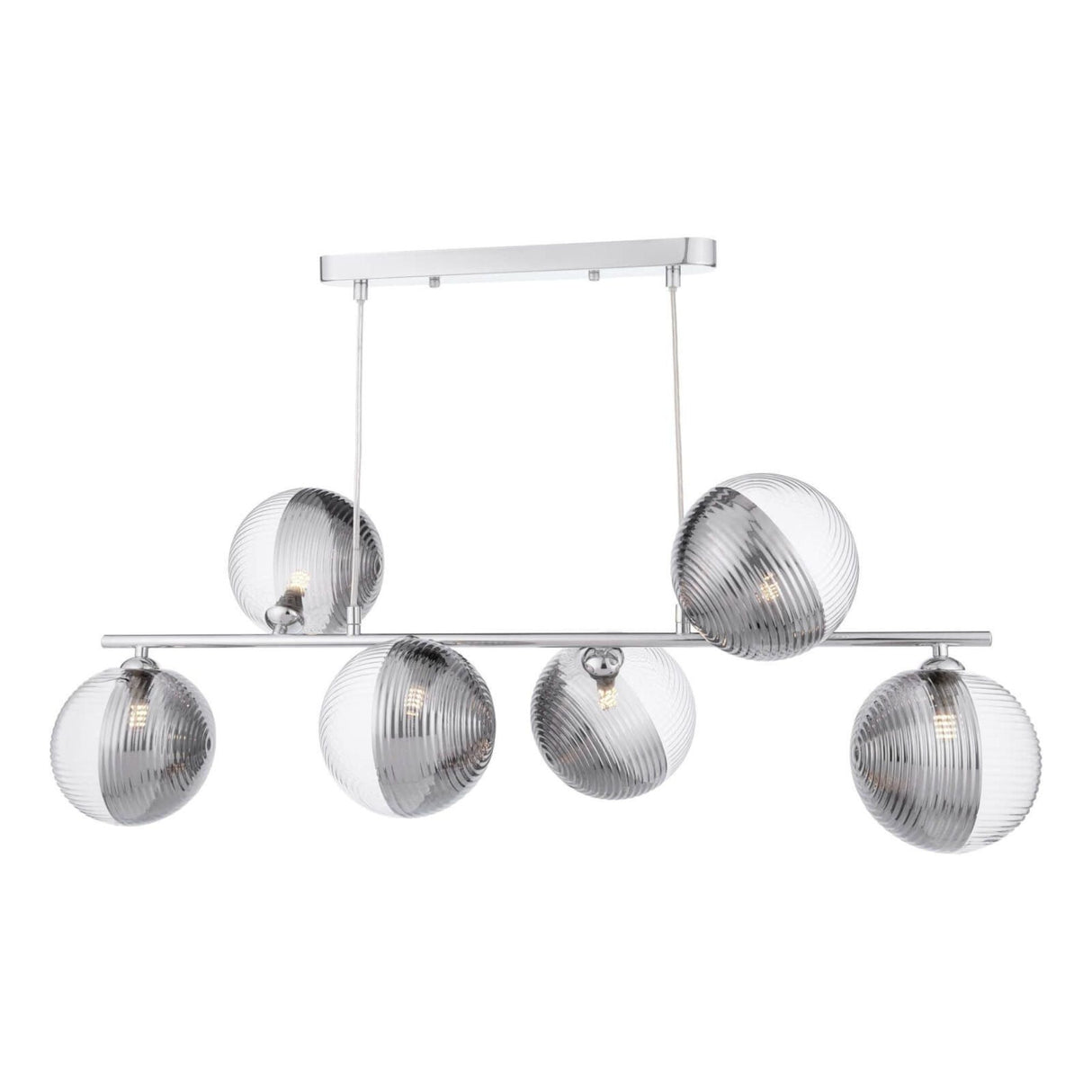 Pagazzi Claudia 6 Light Silver Glass Ceiling Pendant Bar