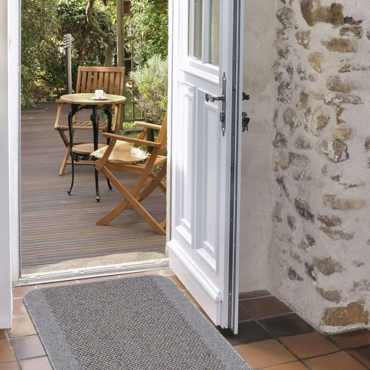 Washable Bordered Silver Grey Rug | 110G