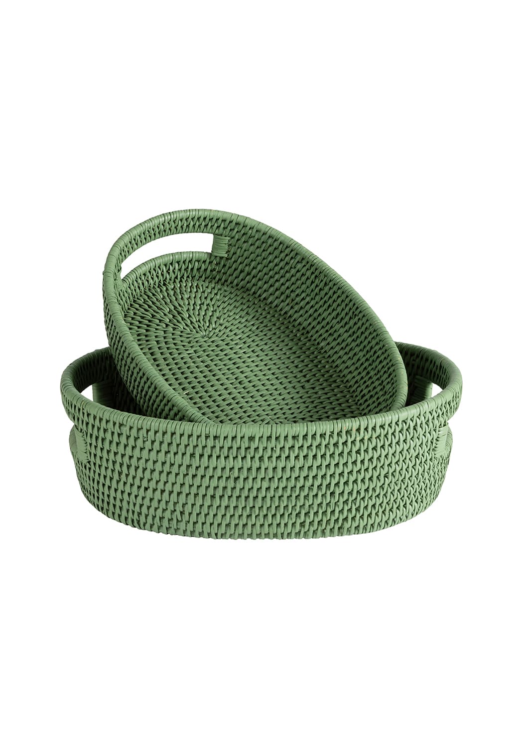 Casa by Josephine Jenno Cotswolds Oval Rattan Basket Green - Set of 2