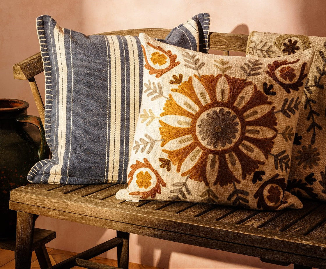 Casa by Josephine Jenno Margot Blue Striped Cushion