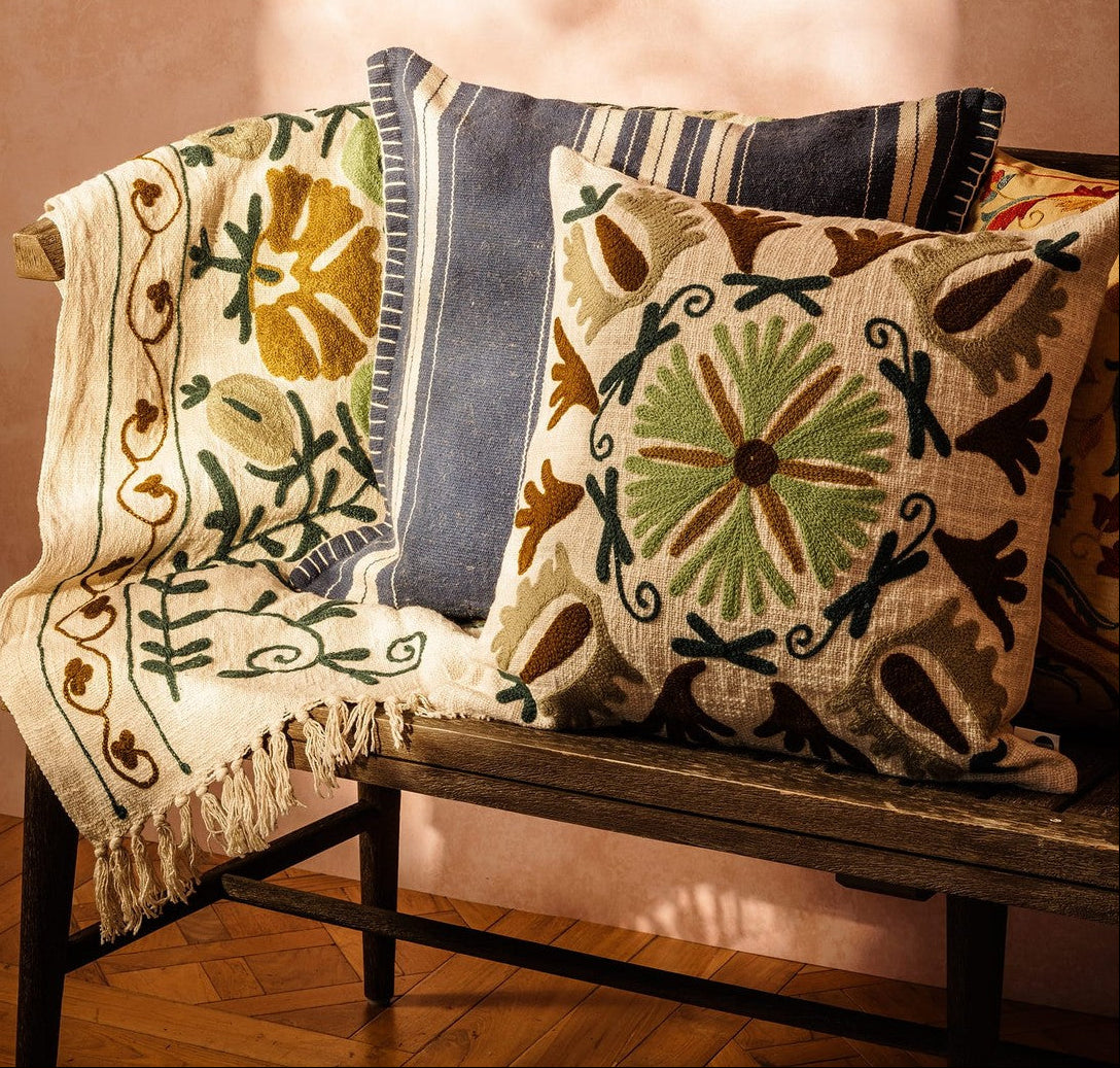 Casa by Josephine Jenno Samuel Suzani Cushion - Green