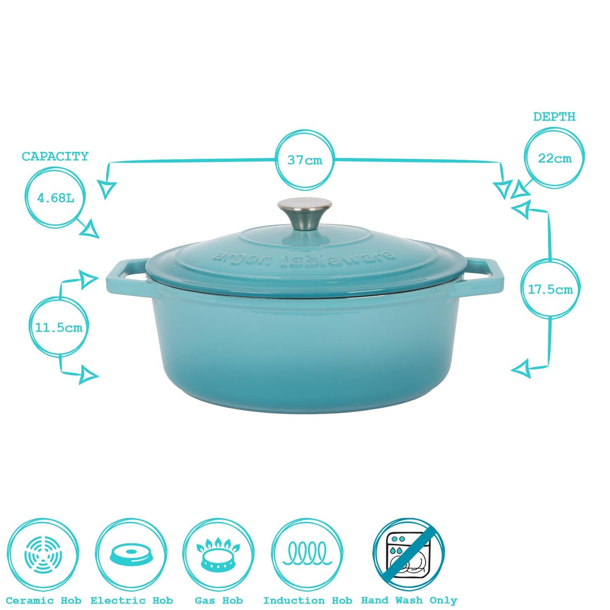 Rinkit Red Ombre Oval Cast Iron Casserole Dish - 4.68L