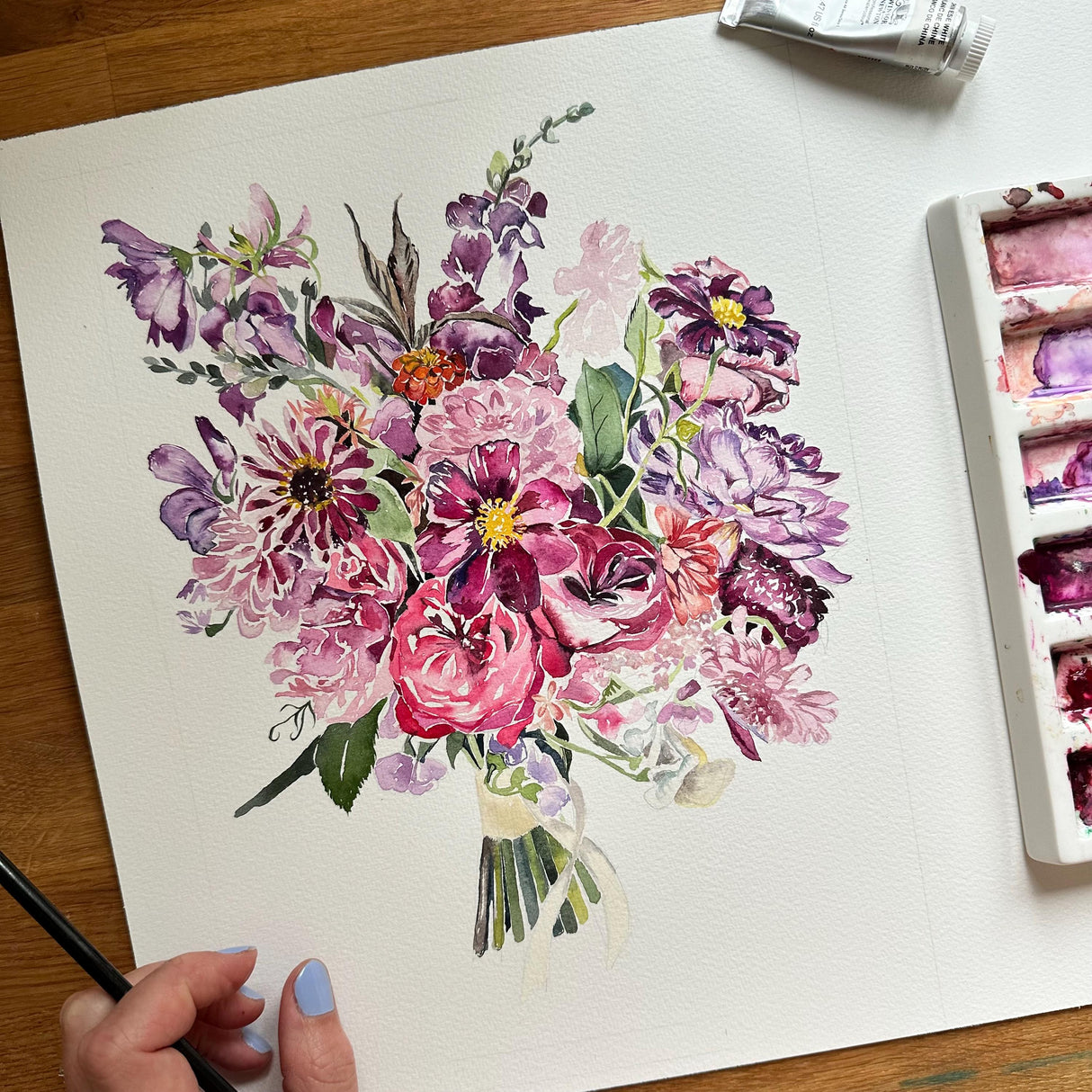 Hand‑Painted Watercolour Floral Greeting Card | Katie Hipwell Design