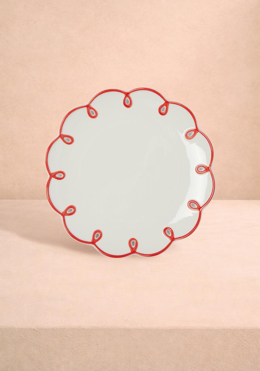 Casa by Josephine Jenno Rosy Red Scalloped Dessert Plate - Set of 4