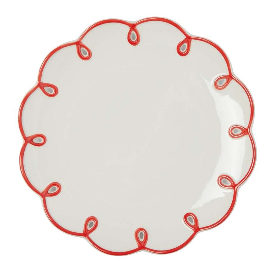 Casa by Josephine Jenno Rosy Red Scalloped Dessert Plate - Set of 4