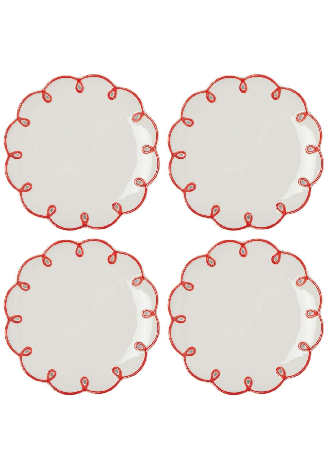 Casa by Josephine Jenno Rosy Red Scalloped Dessert Plate - Set of 4