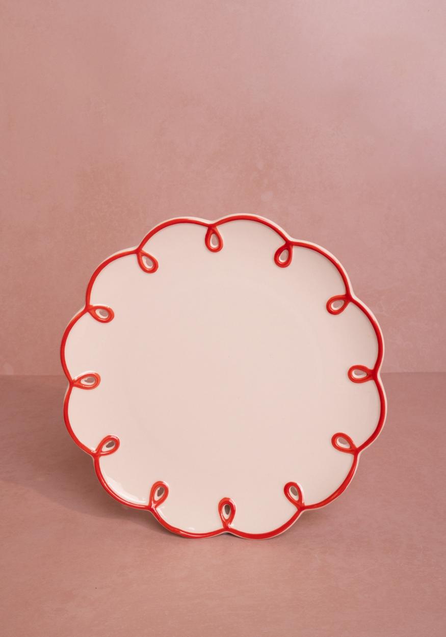 Casa by Josephine Jenno Rosy Red Scalloped Dessert Plate - Set of 4