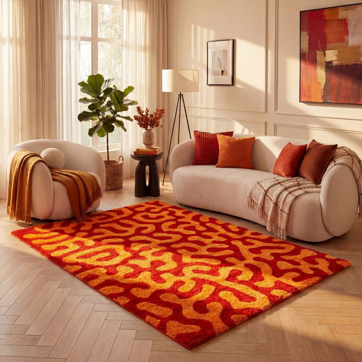 The Rugs Joli Doodle Red Orange Rug